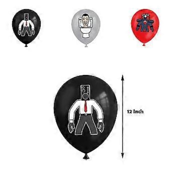 Skibidi Toalett Spill Tema Bursdagsfest Utstyr Banner Ballonger Kit Kake Cupcake Toppers Sett Dekorasjon Gave