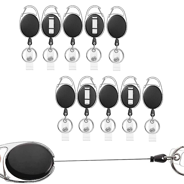 Heavy Duty Retractable Badge Reel - Bælteklips, Nøglering, Vandtætte Id-Holdere (sæt med 3)