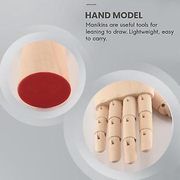 18*6cm Trä Ledad Höger Hand Skyltdocka Modell Gåva