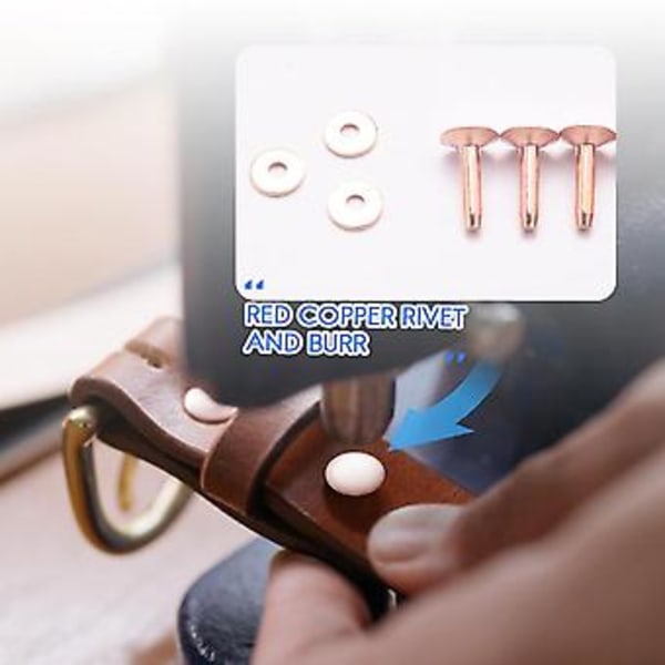 50 Set Kopparnitar Och Brickor, Läderbälten Plånböcker, Kopparnitar i Läder, Läder DIY Hantverk S