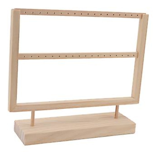 Log Farve Øreringe Organizer Stand - Træ Smykkeholder med 2 Lag til Hængende Øreringe, Elegant Display