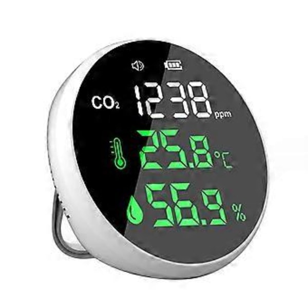 Bærbar kuldioxid detektor luftkvalitetstester CO2-måler termometer hygrometer detektor
