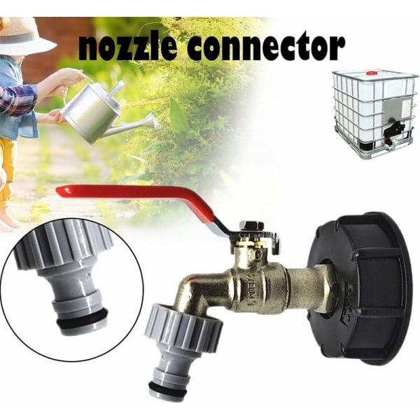 Tank Tap 1000L S60X6 IBC Tap Connector med 1/2 slangeforbindelse, afløbstankadapter, til havehane, til tankadapter (1 stk.)
