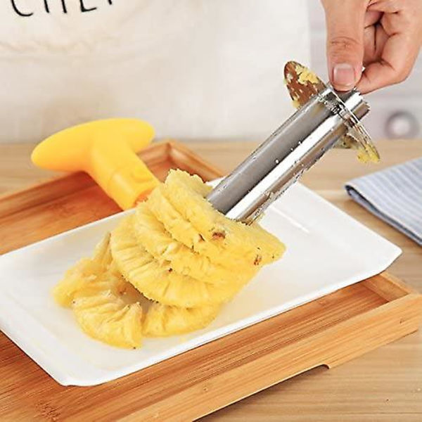 Rostfritt stål ananas kärnborr ananas skivare ananas skalare 3 i 1, gul