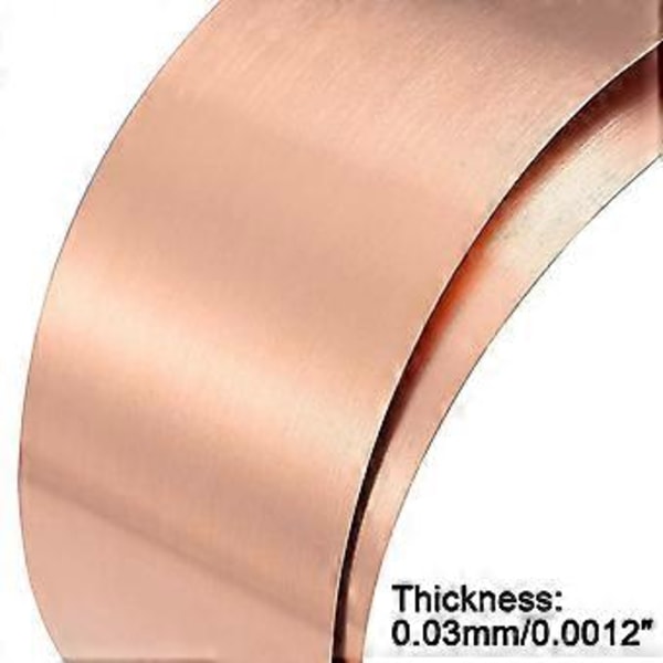 Kopparplåt Rulle, Metallfolieplatta 1000mm X 100mm X 0.03mm