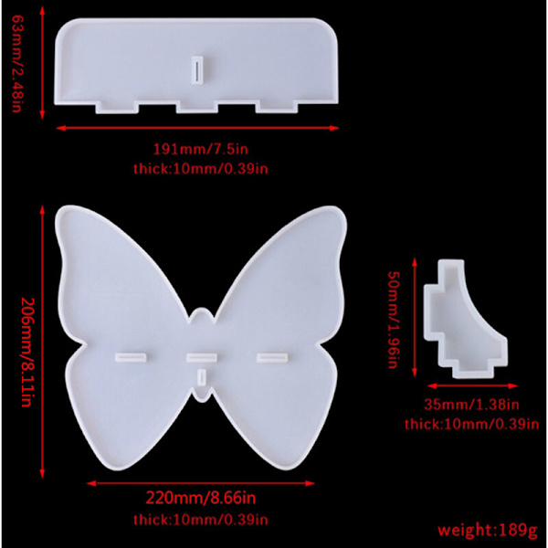 Sommerfugl Væg Hylde Epoxy Resin Form Butterfly Holder Silikoneform DIY Håndværk Dekorationer til Støbning Værktøjer