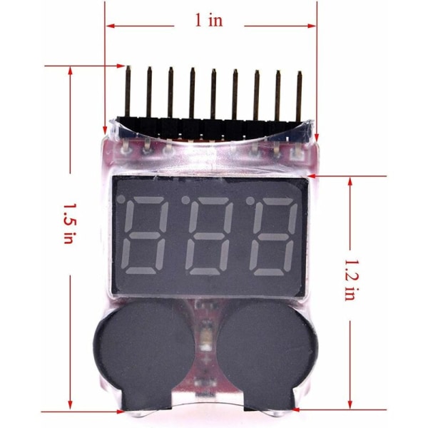 RC 1-8s Lipo Battery Tester Monitor Buzzer Lavspændingsalarm Spændingskontrol med LED-indikator for Lipo Life LiMn Li-ION-batteri (2 STK)