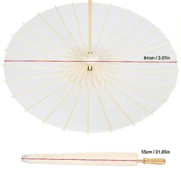 Hvid Papir Dekorativ Paraply Parasol Bryllup Brude Fest Dekoration Foto Rekvisit DIY Håndmaling