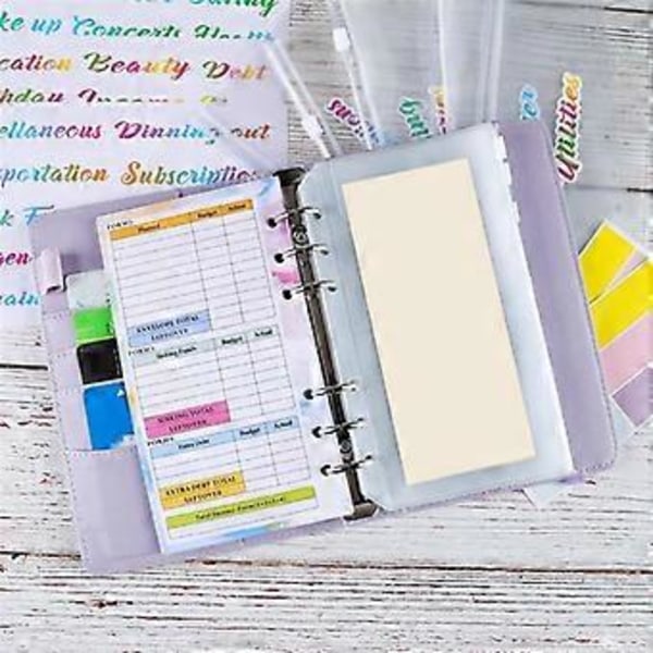 A6 Gradient Macaron Binder Hånd Ledger Notesbog Læder PU Løsbladet Bog Kontant Budget Bog med Lynlåspose, Grøn