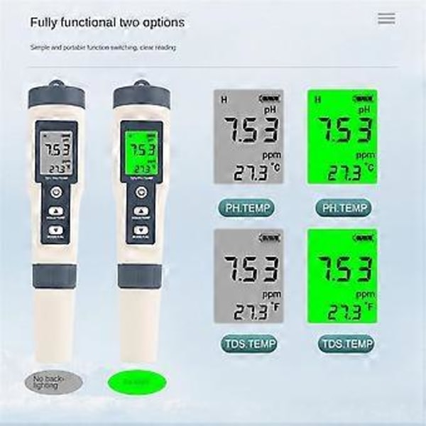 3 i 1 Vattenkvalitetstestpenna TDS/PH/TEMP PH-mätare Multiparameter Bältes Vattenkvalitetsanalysator