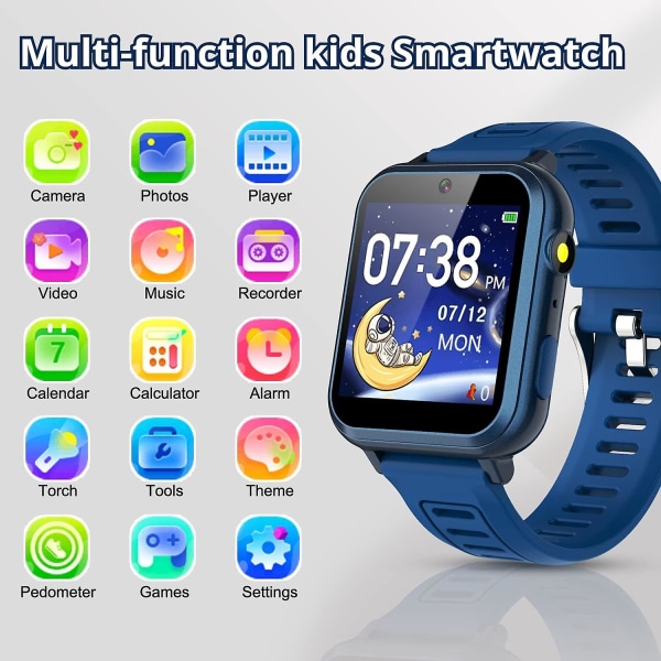 Kids Smart Watch For Boys - Smart Watch For Kids With 16 Games For 4-12 Years Kids Gifts