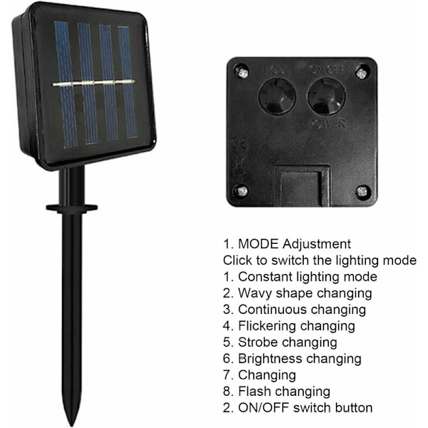 8 stk. solcelledrevne julelys i slikkepindform, LED-solcelledlyskæde til jul, solcelled-LED-lys til sti, juledekoration, lysende