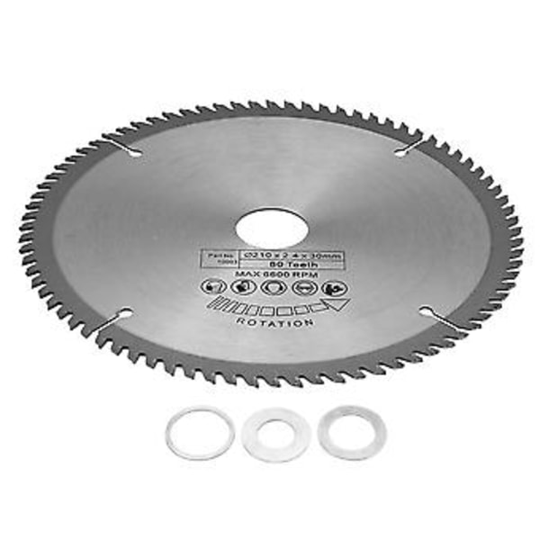 210mm 80-hampainen pyörösahanterä, reiän halkaisija 30mm, sisältää 3 O-rengasta