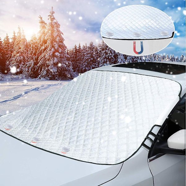 Bil solbeskyttelse frontrutetrekk - Sammenleggbar fjernbar magnet UV-beskyttelse mot snø, is, frost, støv, sol for sommer, vinter