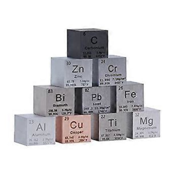 1 tum (ungefär 2,5 cm metall, högtäthetsämnen-kub ren metall, används i elementseriens laboratorieexperimentmaterial, B