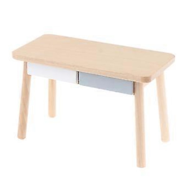 1/12 Miniatyr Nordiskt Skrivbord, Miniatyr Datorskrivbord Sidobord Simuleringsmöbler Tillbehör Grå