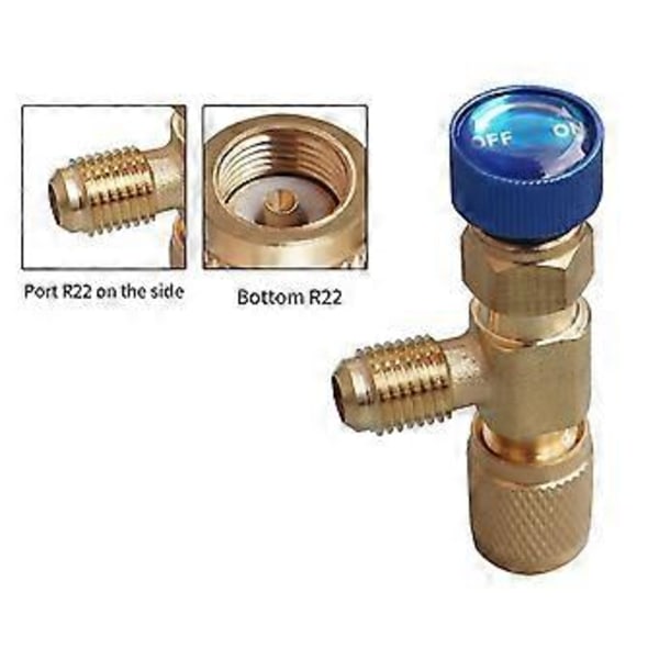 R22 R410 AC Ventil 1/4 Tomme Påfyldningssamling A/C Kølemiddelventil Aircondition Reparation og Fluorid Sikkerhedsadapter B
