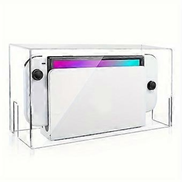 Støvdække med Multifunktionel LED Lysbase til Switch/OLED Akryl Etui Anti-Ridse Vandtæt
