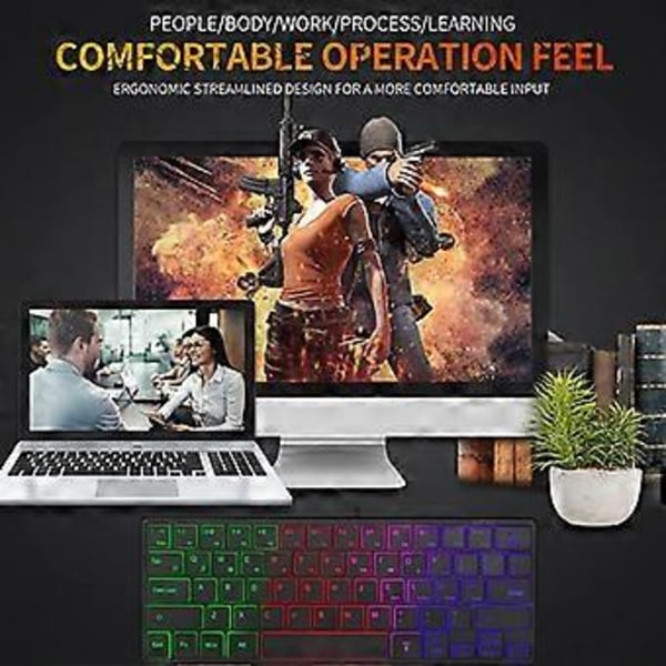 64 Tangenter USB Kabelanslutet True RGB Bakgrundsbelyst Gamingtangentbord 60% Vetenskapligt för Tangentlayout Ultra-Kompakt Tangentbord för PC-Gamers