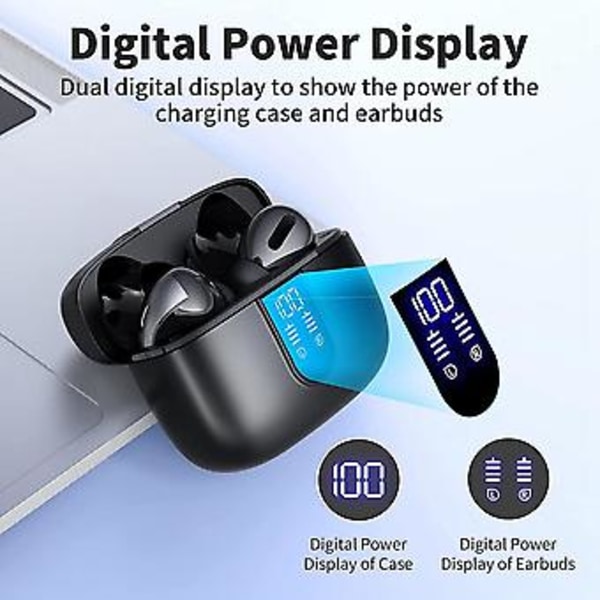 Bluetooth Hörlurar True Wireless Earbuds 60h Speltid LED Display Hörlurar In-ear Hörlurar Med Mikrofon För TV