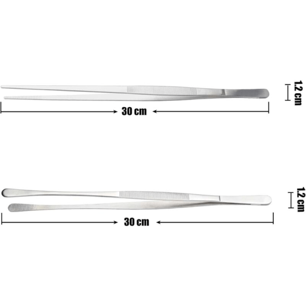 2 stk kjøkkentenger, rustfritt stål kjøkkentenger, presisjons kjøkkentenger, grilltenger for matlaging, flate kjøkkentenger, 30 cm