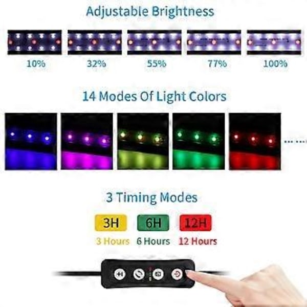 Akvarium LED Lys Til Fisketank Timing 3t 6t 12t USB Akvatisk Lampe Plantelys