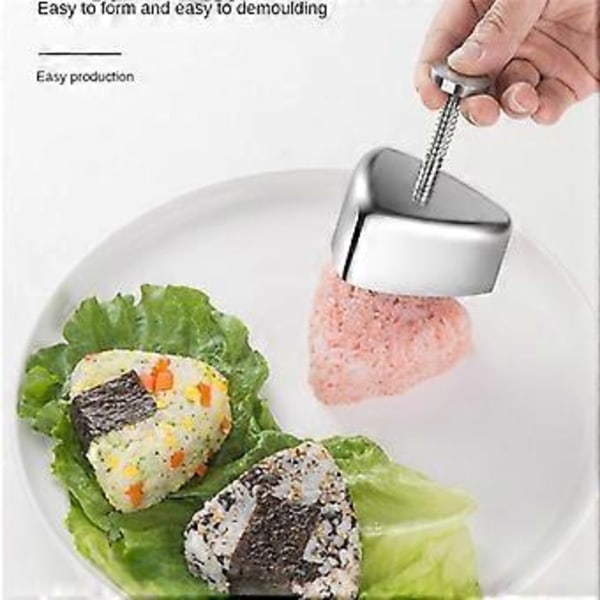 Onigiri Form, Rostfritt Stål Risbollsform Sushi Maker, Klassisk Triangel Musubi Form för Barns Lunch Bento och Hem DIY