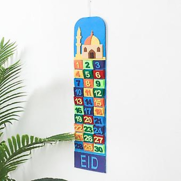 Seinäkalenterin säilytyspussi, Ramadan-riippukalenteri Countdown Countdown -kalenteri riippupussi Ramadan-riippukalenteri tulevaisuudenkestävä muotoilu