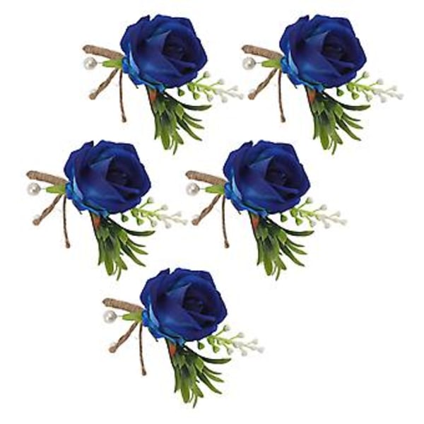 Konstgjord Blomsterkorsage, 5 st Bröllopsboutonniere Nål Knapphål Blommor Konstgjord Brudgum Ros Framtidssäker Design
