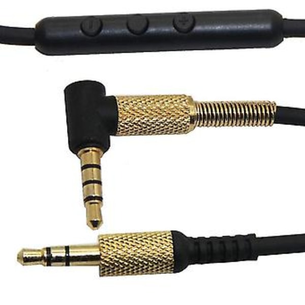 3,5 mm forlængerkabel erstatningshovedtelefonkabel med mikrofonvolumenkontrol til Major II Moni