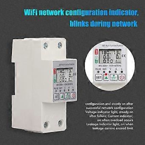 WiFi Smart Strömmätare Brytare för Tuya Energi Strömbrytare Multifunktionsskydd med Mätning AC85300V 63A