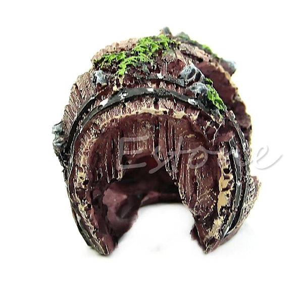 Akvariumdekorasjon Resin Broken Barrel Fish For Tank Ornament Vivid Details Hid