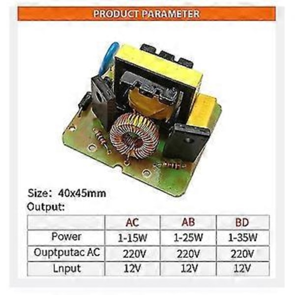 12V till 220V Uppstegringsmodul 35W DC-AC Boost Inverter Modul Dubbelkanalig Inverter Booster Modul