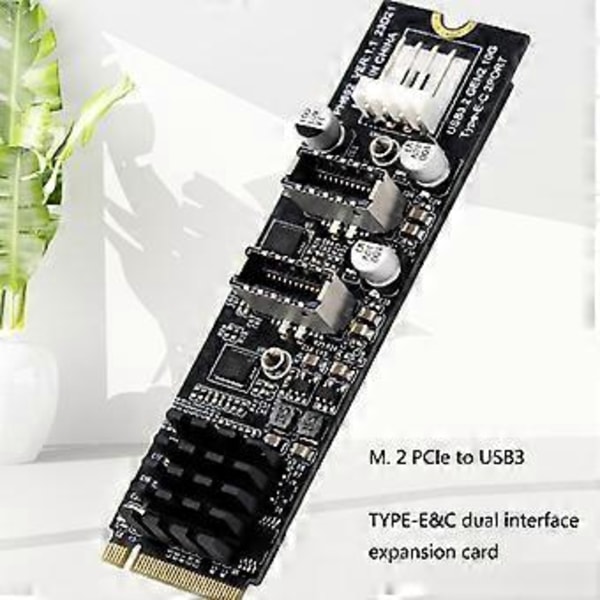 M.2 PCIe NVME -kaksois-USB 3.0 Type-C -porttilaajennuskortti PC-työpöydälle