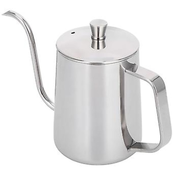 600 ml Kaffedroppkanna 304 Rostfritt Stål Smal Pip Förtjockad Kaffekanna med Lock