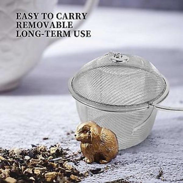 Extra Stor Rostfri Twist Lock Mesh Te-kula Te-sil med Krok och Kedja