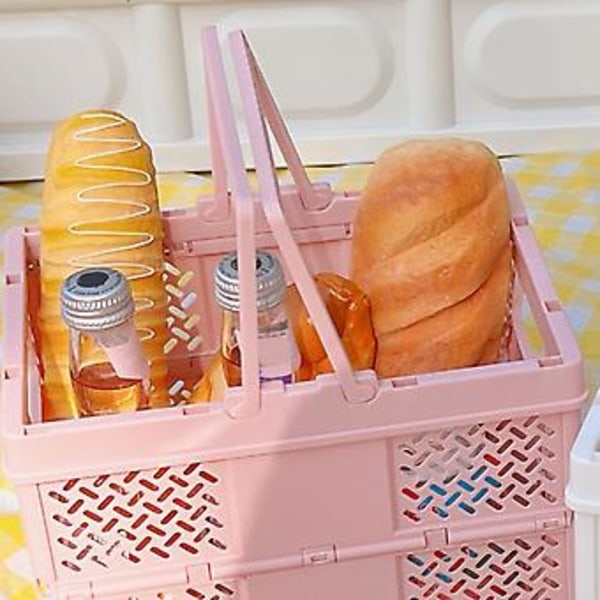 Sammenklappelig picnic-kurv, Sammenklappelig picnic-kurv Stabelbar lille indkøbskurv Sammenklappelig plastik picnic-kurv Smart funktionalitet