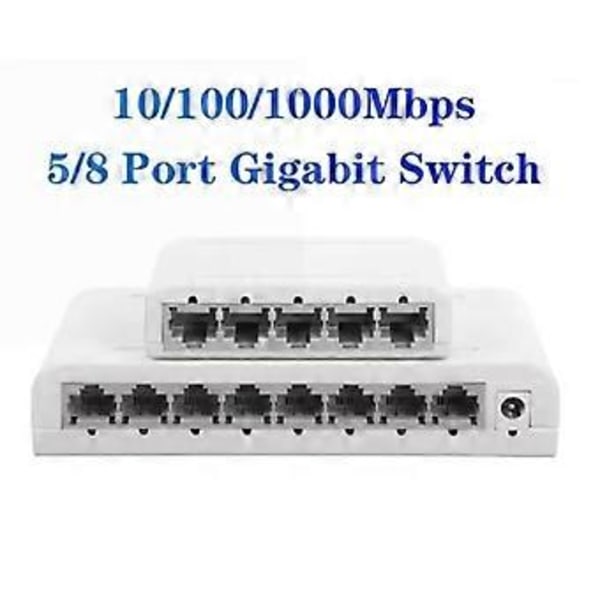 5 Portin Gigabit Data Switch, Verkkokeskitin, Pöytäkoneen Ethernet-jakaja, Plug & Play Suojatut Portit Tuulettimeton Hiljainen Mini Kannettava