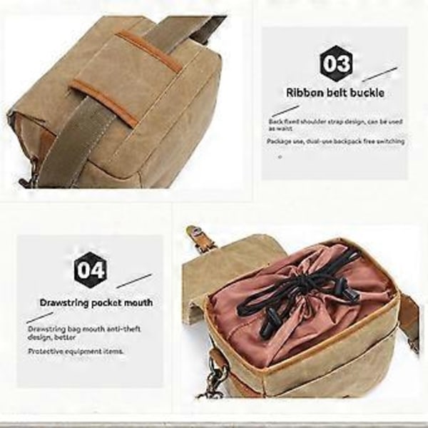 Canvas SLR Kameraväska Mini Enkel Messenger Väskor Vattentät Slitstark Axel Fotografi Ryggsäckar Mörkgrå