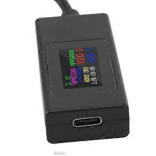 USB C Tester Fargeskjerm Multifunksjonell Toveis Testing USB Strømspenning Måler for Telefon Datamaskin Svart
