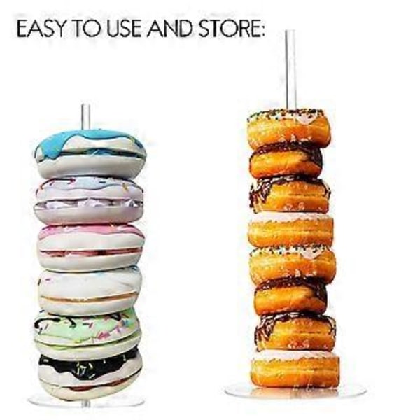 2 Stycken Akryl Munkställ Klar Bagel 5,9 Tum Rund Ställhållare Dessertställ Bord för Jul Bröllop Födelsedagsfest