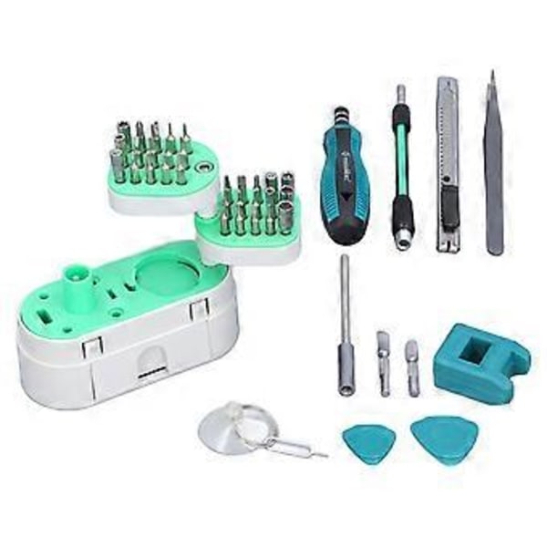 41 Delars Precisionsskruvmejselset 23 Bits 7 Hylsor Elektronikreparationsverktygssats för Klocka Telefon Surfplatta Laptop