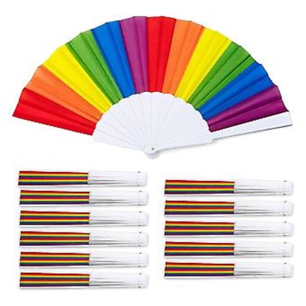 Regnbågsfläktar, 12-pack fläktar, Regnbåge Lgbtq Portabla Vikfläktar, Vikbara Handfläktar Partydekoration