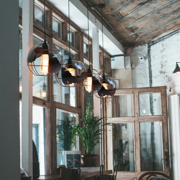 2 stk Retro Pendellampe Globe Kart Hængende Loftlampe Lampeskærm Justerbar Lysekrone