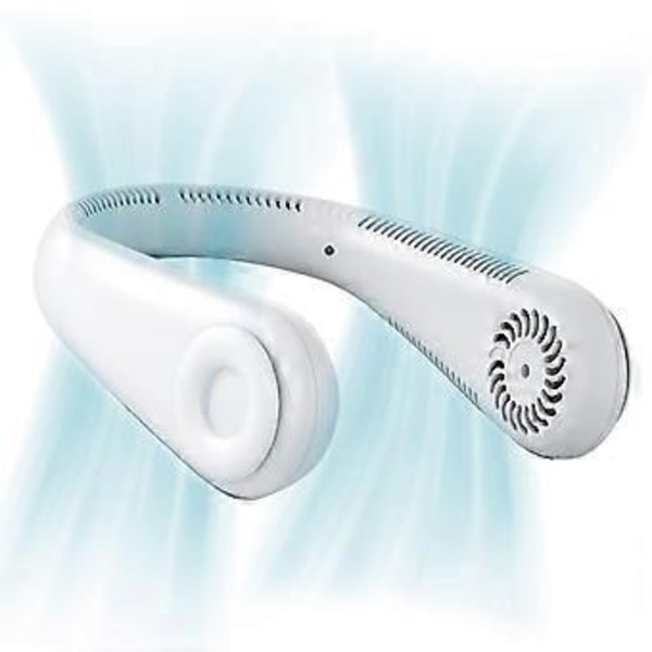 Bærbar halsventilator, bladløs hængende halsventilator med 3 hastigheder, hvid