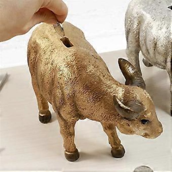 Ku Statue Gave Okse Sparebøsse Mynt Penny Samleobjekt Sparebøsse Ku Skulptur Svart