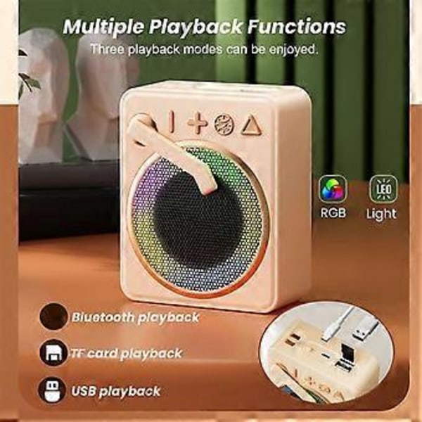 Bärbar Retro Bluetooth 5.0 Högtalare+RGB Ljus Trådlös Skivspelare Högtalare Stöd TF Kort U Disk MP3 Spelare Vit