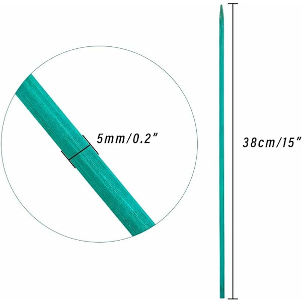 50 stk. 38 cm grønne plantesupportpinde til blomster med 50 stk. havebånd