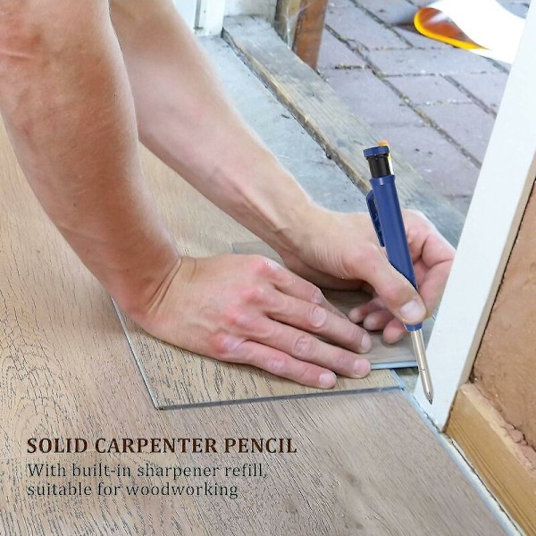 Solid Carpenter Pencil 2 Construction Pencil Long Nosed Deep Hole Pencil With Built-in Sharpener Re