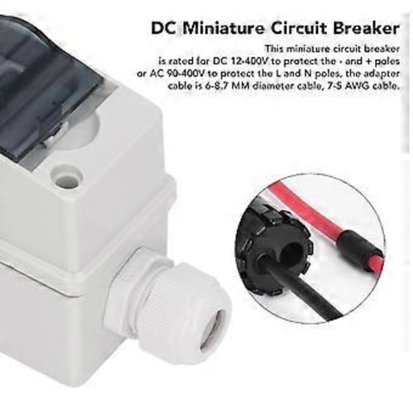 DC Miniatyr Strømbryter 2P 63 Amp Solcellefrakoblingsbryter Isolator for Solcelle PV System DC 12V-400V AC 90V-400V